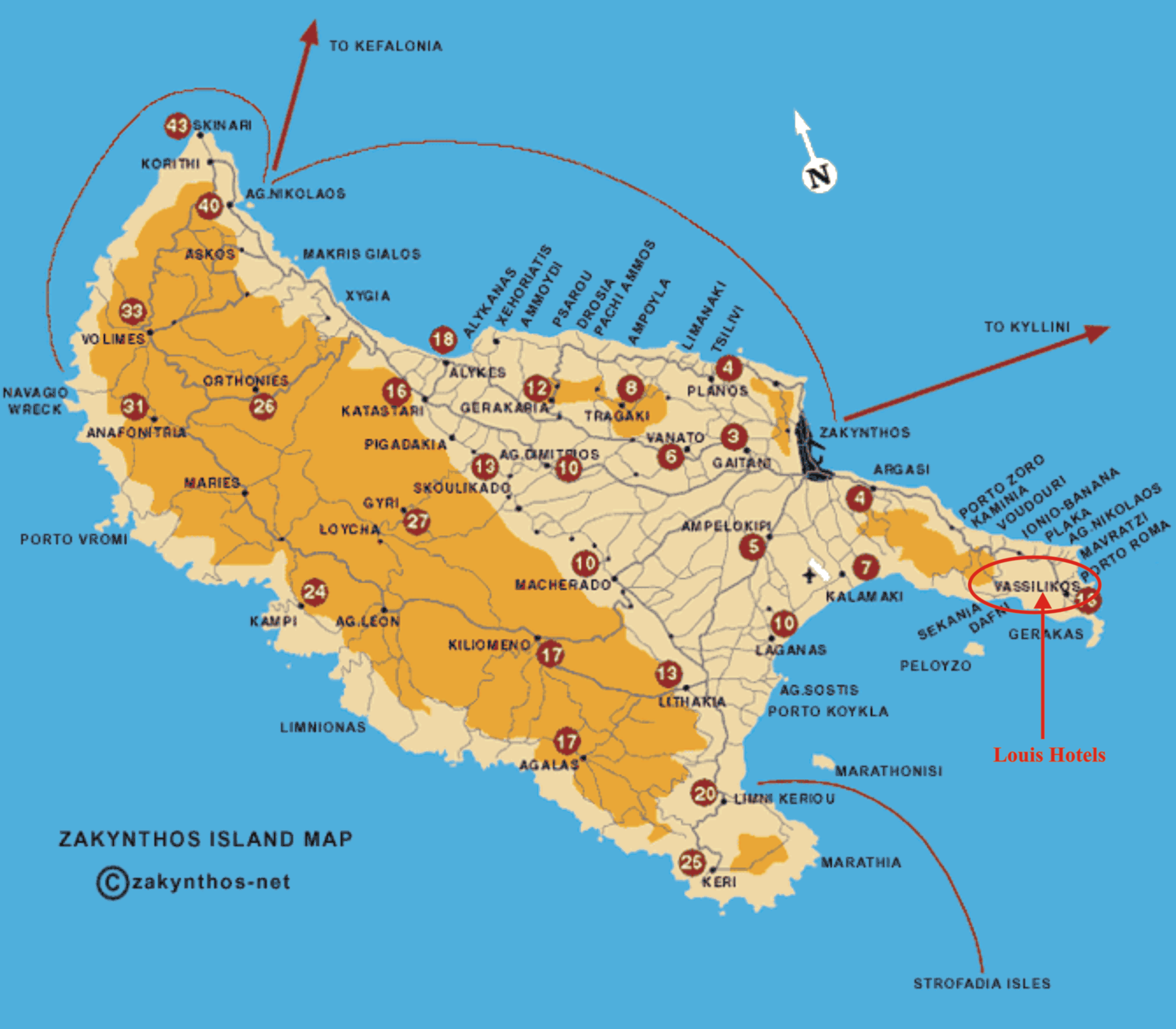Map of zakynthos island